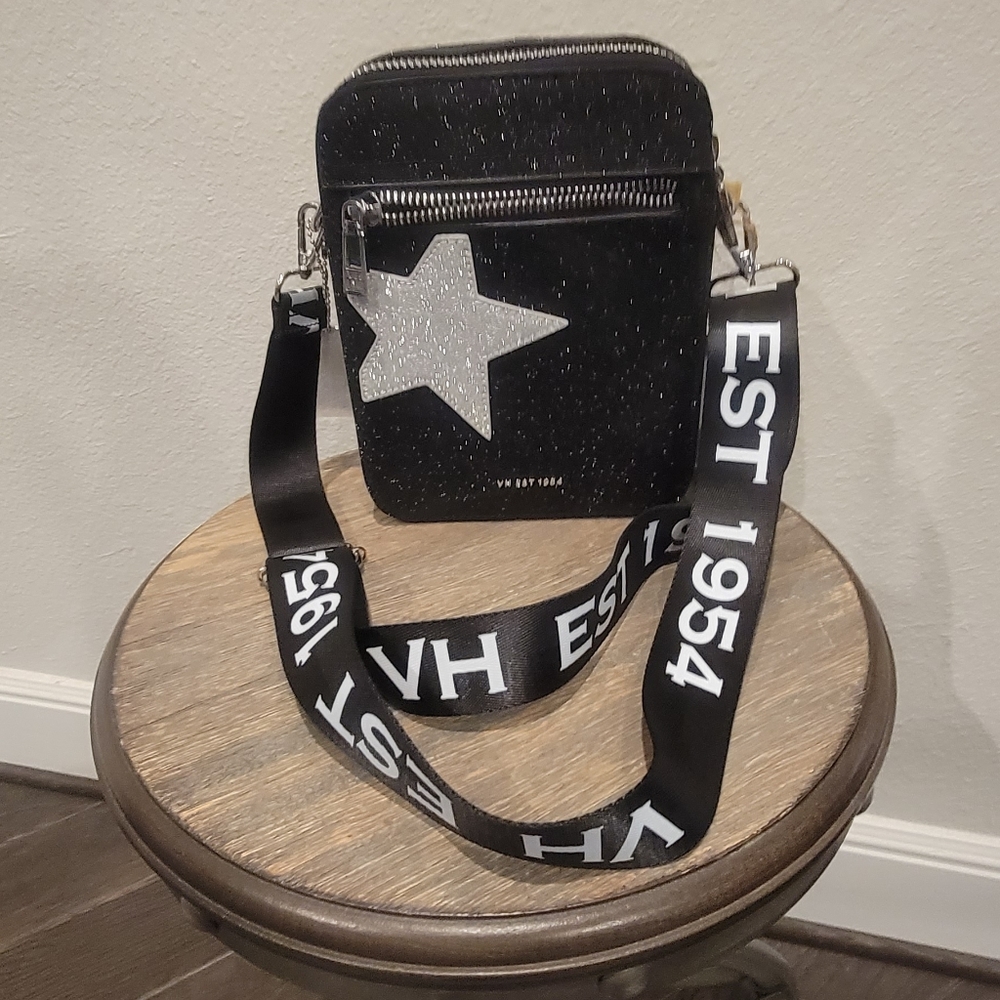Vintage Havana Rocker Saddlebag  Black Glitter